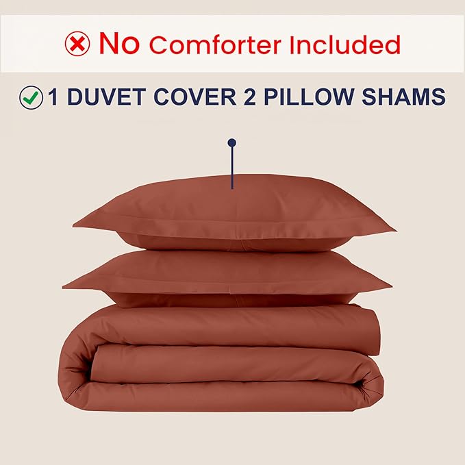 Kotton Culture 3 Pc 120"x120" Duvet Cover Set Super King Plus/Super Oversize King 100% Egyptian Cotton - 600 TC Comforter Cover, Zipper Closure & Corner Ties - Fits Only Large Inserts -Burnt Orange