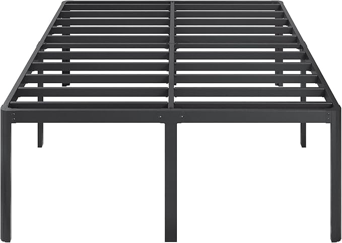 Lutown-Teen 22 Inch High Full Size Bed Frame with Rounded Corner Legs, Sturdy Mattress Foundation, Heavy Duty Metal Platform Bed Frame Full No Box Spring Needed, Noise Free, Easy Assembly, Black