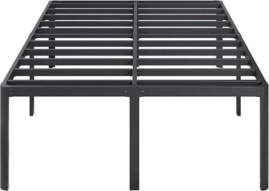 Lutown-Teen 22 Inch High Full Size Bed Frame with Rounded Corner Legs, Sturdy Mattress Foundation, Heavy Duty Metal Platform Bed Frame Full No Box Spring Needed, Noise Free, Easy Assembly, Black