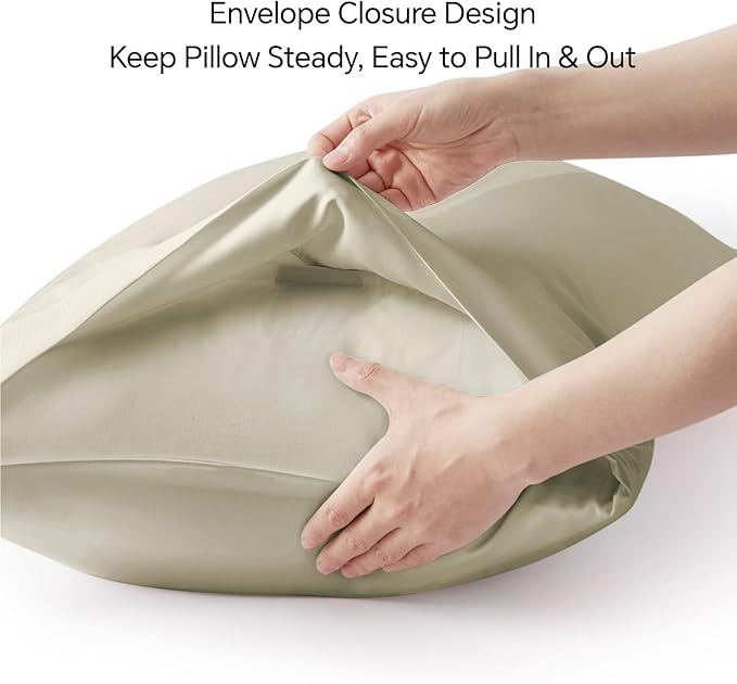 BEDELITE Linen Pillow Cases Queen Size Set of 2, Rayon Derived from Bamboo，Cooling Pillow Cases for Hot Sleepers & Night Sweats, Breathable and Silky Soft Envelope Pillowcases, 20"x30"