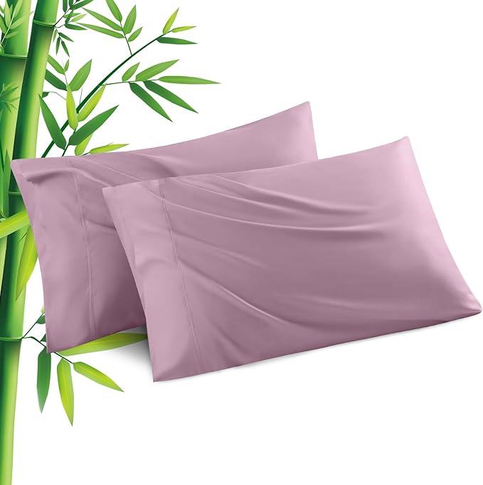 Pillowcases Standard Size 2 Pack, Cooling Viscose Pillow Cases with Envelope Closure, Cool & Breathable Pillow Cover for Hot Sleepers and Night Sweats, 20" x 26"