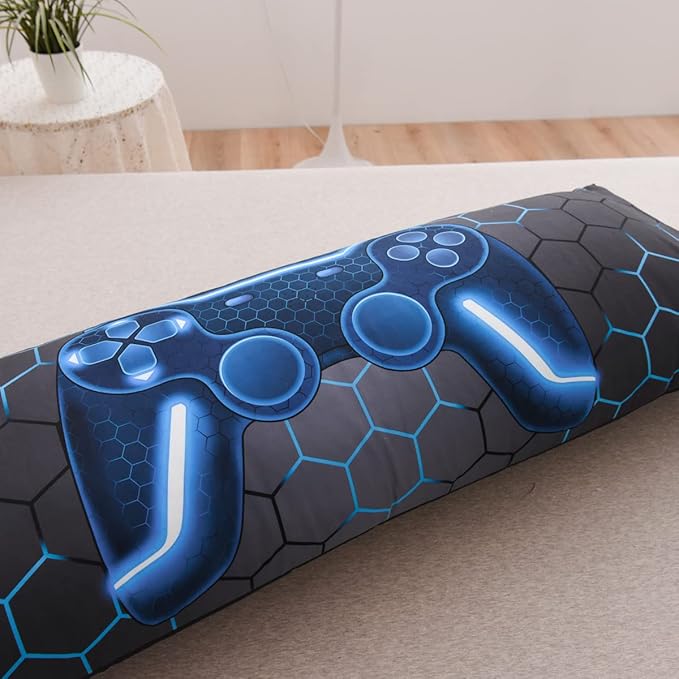 NTBED Gaming Body Pillow Cover Gamer Microfiber Pillowcase with Envelope Closure for Kids Boys Adults,(20"x54",Blue)
