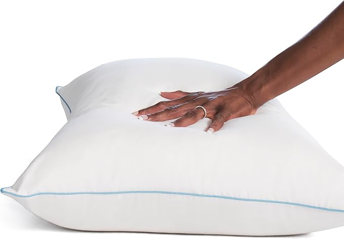 SEALY Slumber Bed Pillow Soft, Breathable, 100% Cotton Cover, Temperature Balancing, Moisture Wicking, Hypoallergenic EverFluff Fiberfill, Machine Washable, King Size Pillow, White- 2 Pack
