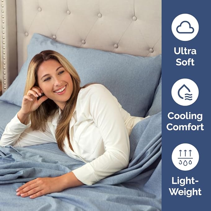 King Standard Pillow Cases Set of 2 - Ultra-Soft Hotel Quality Pillowcase Covers - Comfy, Cozy & Fade Free - Wrinkle Resistant - Machine Washable Pillow Protectors - 2 Piece Set - Heathered Blue