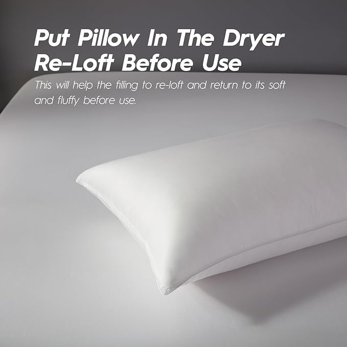 Globon King Size Firm Down Feather Pillow,Hotel Collection Bed Pillow for Side & Back Sleepers, 100% Cotton Cover, Luxury 3-Layer Support Pillow, 20x36 Inch (1 Pack)