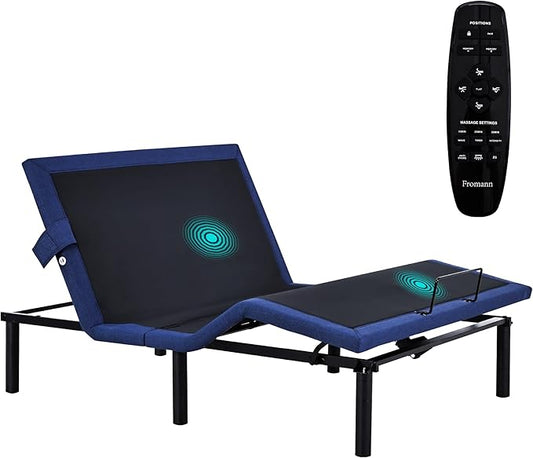 Fromann Adjustable Bed Frame Full, Adjustable Bed Base with Wireless Remote and USB Ports, Zero Gravity, Massage, Head & Foot Incline, Under-Bed Lights, Anti-Snore