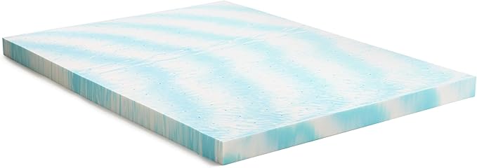 Linenspa 4 Inch Swirl Gel Memory Foam Mattress Topper, Full Size – Cooling Gel Infused, Ventilation Holes – Pressure Relieving Bed Topper – CertiPUR Certified