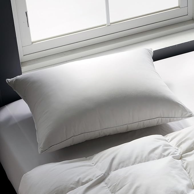 Globon Queen Size Firm Down Feather Pillow,Hotel Collection Bed Pillow for Side & Back Sleepers, 100% Cotton Cover, Luxury 3-Layer Support Pillow, 20x30 Inch (1 Pack)