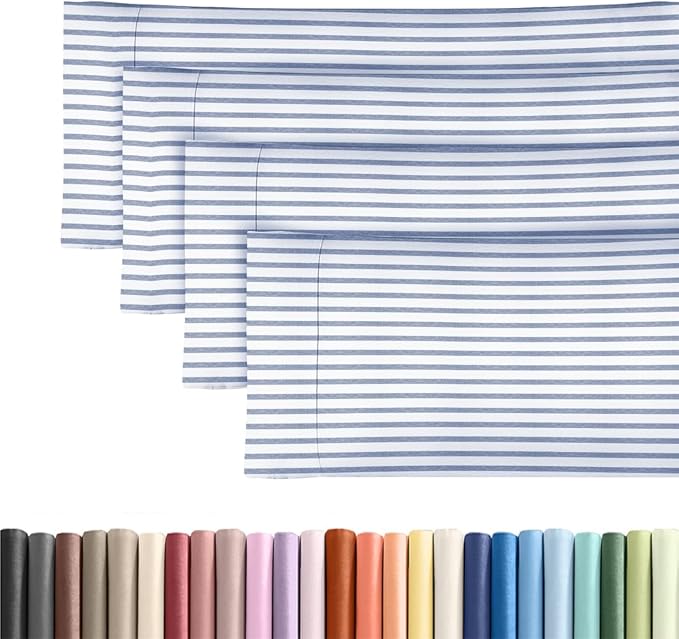 Body Pillowcases Set of 4-20x54 Long Body Pillow Case - Soft Body Pillow Cover for Sleeping & Side Sleepers - Comfy Breathable & Fade Free - Machine Washable w/Envelope Enclosure - (Blue Stripes)