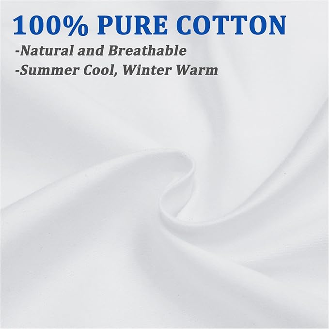 Precoco White Pillow Cases King Size Set of 2-100% Cotton Cozy & Soft Pillow Protectors with Zipper Hidden 600 Thread Count Cooling Pillowcases Covers for Hair and Skin,20x36 Inches