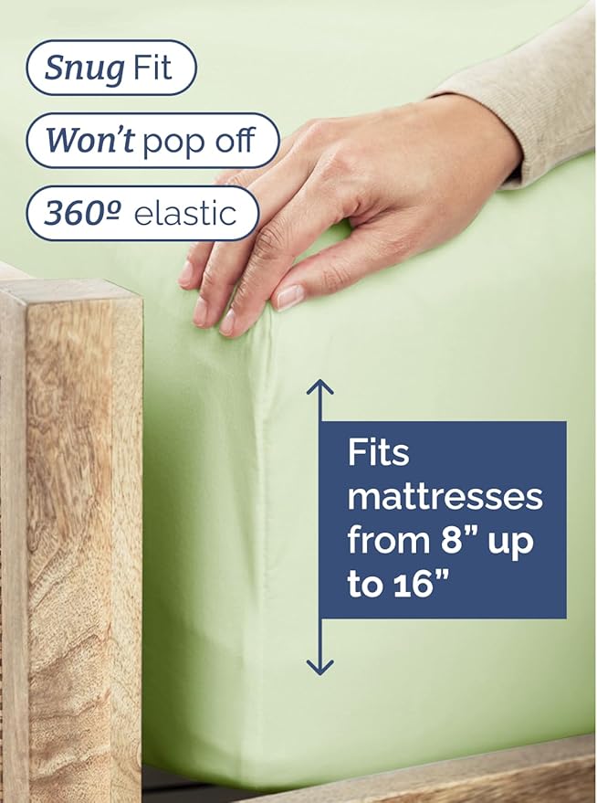 Twin XL Size 3 Piece Sheet Set - Comfy Breathable & Cooling Sheets - Hotel Luxury Bed Sheets for Women & Men - Deep Pockets, Easy-Fit, Soft & Wrinkle Free Sheets - Light Sage Green Oeko-Tex Bed Sheets