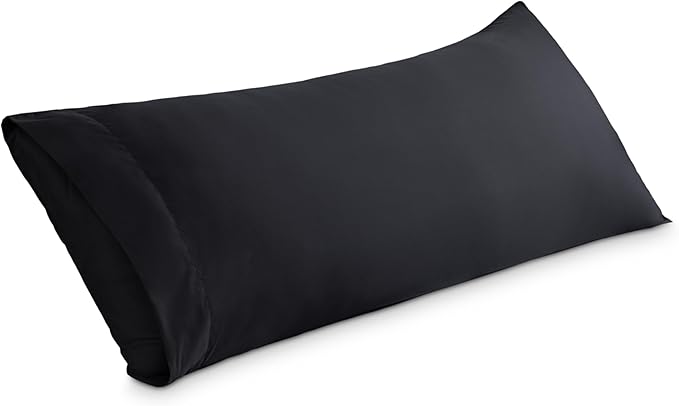 Bare Home Microfiber Body Pillow Cover - Ultra Soft & Cooling - Double Brushed - Envelope Closure - Easy Care (20''x54'' Body Pillow Cover, Black)