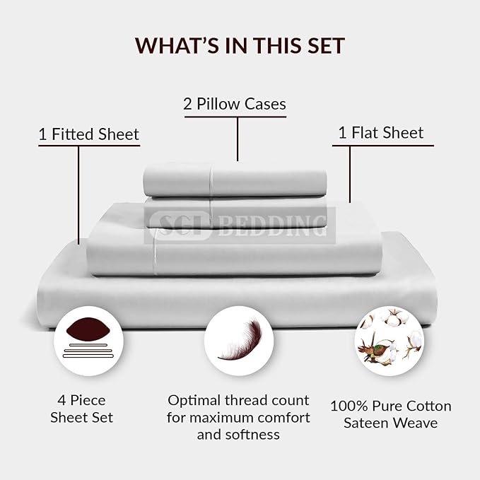 SGI bedding 100% Egyptian Cotton Sheets King Size – 600 Thread Count Sheets Set, Soft, Cooling, 15" Deep Pocket, Luxury Hotel Bedding, Breathable, Durable - Zebra Print