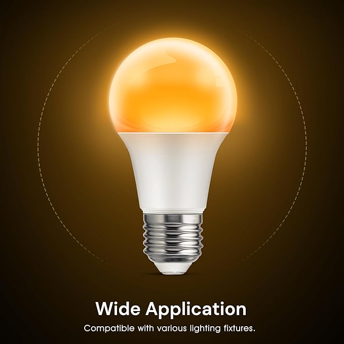 L LOHAS LED Sleep aid Amber Light Bulbs, Blue Light Blocking, A19 9W(60 Watt Equivalent) Dim Light Bulbs, 1800K Warm Light Bulb, E26 Base, 2 Pack
