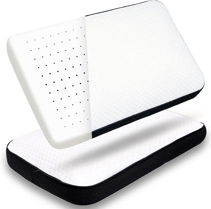 Memory Foam Pillows Standard Size Set of 2, Cooling Pillow for Sleeping with Breathable Mesh and Washable Cover, Bed Pillows for Back, Side & Stomach Sleepers