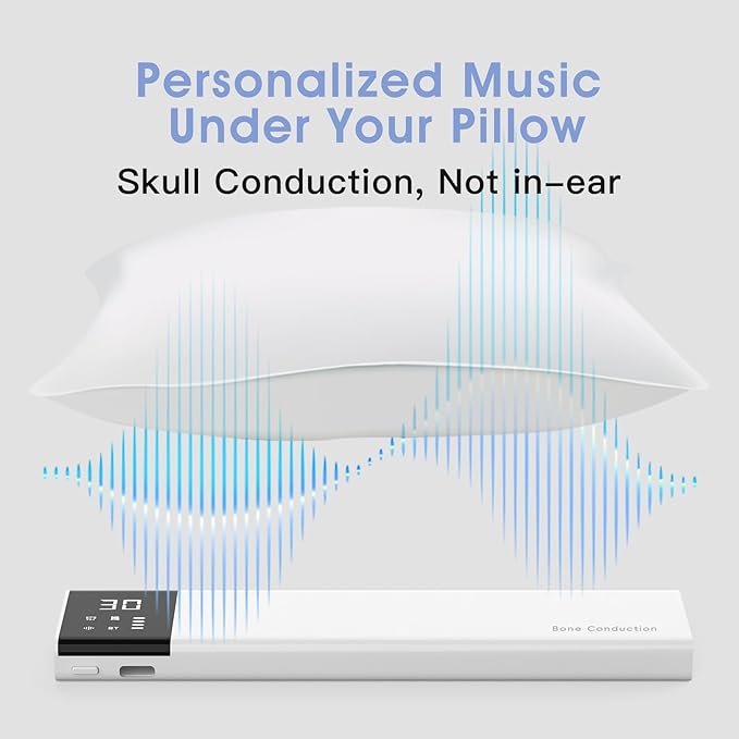 Under-Pillow Speaker for Sleeping - Bluetooth White Noise Sound Machine, Bone Conduction Bluetooth Under Pillow Speaker with 36 Soothing Sounds, Timer, TF Card Support for Side Sleepers & Deep Sleep