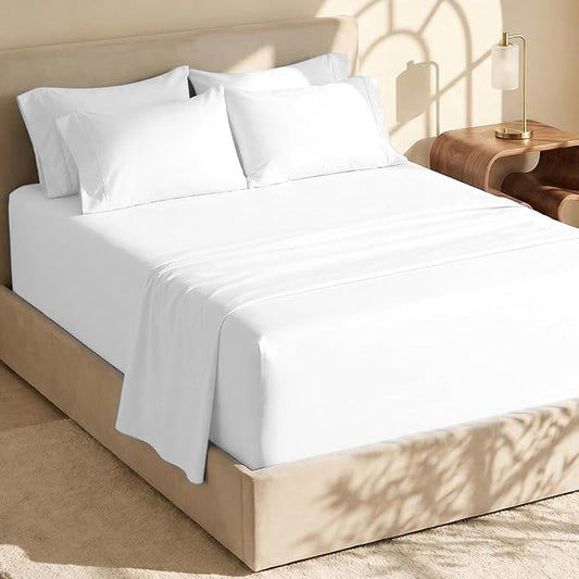 Hearth & Harbor Extra Deep Pocket Sheets - Fits Mattress 18-24 Inches Deep - Extra Deep Pocket Split King Size Sets - 7 Piece Split King Size - White