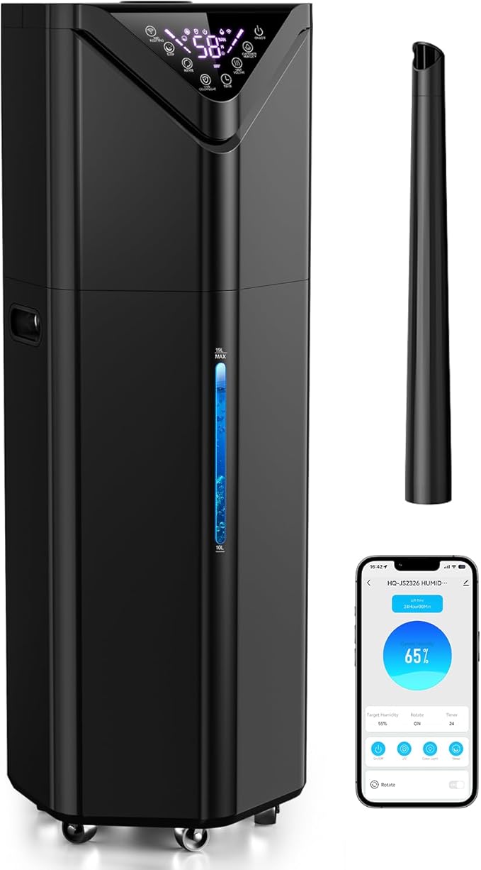 5Gal Humidifiers for Bedroom Large Room 2800ft², APP/Remote Control, 60H Quiet Supersized Cool Mist Humidifier with Auto 180°Mist Tube, 24H Timer, Top Fill, Humidifiers for Home Office Plants