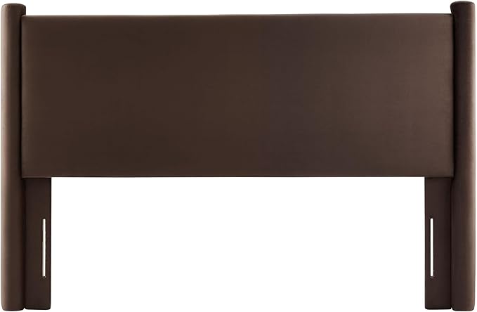 Modway Rael Queen Upholstered Headboard with Pillars in Chocolate Brown – Velvet Headboard – Stain-Resistant Performance Velvet Headboard for Queen Size Beds