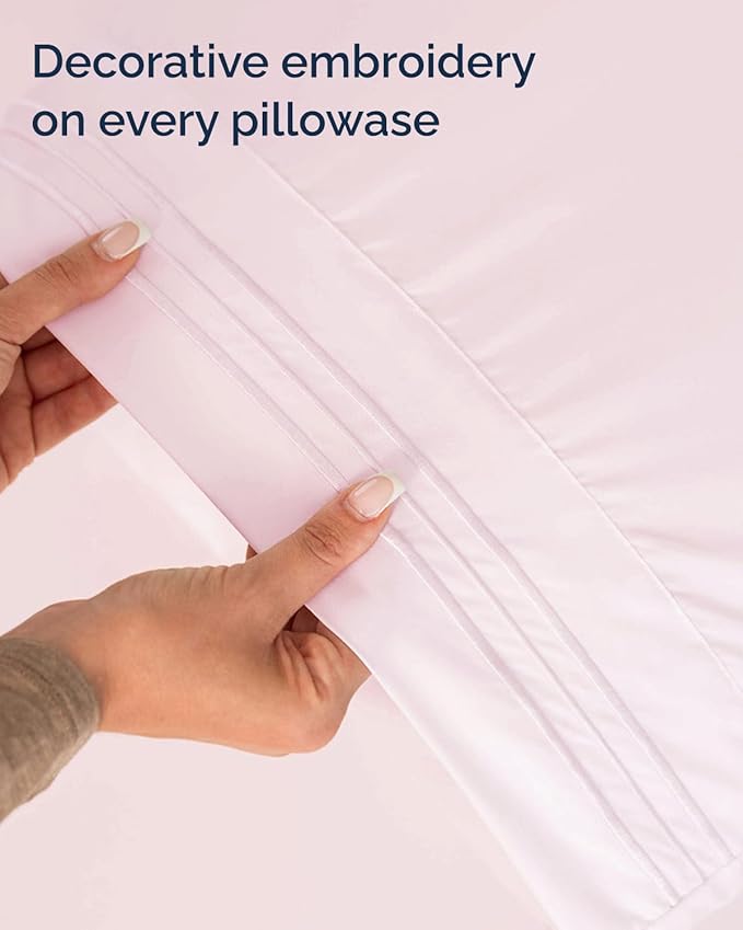Twin XL 4 Piece Sheet Set - Comfy, Breathable & Cooling - Soft Hotel Luxury Bedding for Women, Men, Kids, Teens and Children - 1 Flat & 1 Fitted Sheet & 2 Pillowcases with Deep Pockets - Lavender Pink