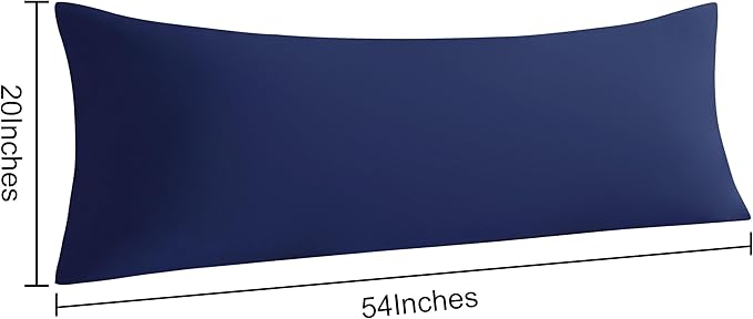 NTBAY Body Pillow Cases Set of 2, 2 Pack Brushed Microfiber 20x54 Pillow Cases, Soft, Wrinkle, Fade, Stain Resistant Navy Blue Pillow Cases with Envelope Closure, 20x54 Inches, Navy Blue