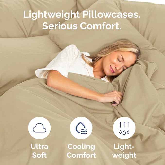 Standard Pillow Cases Set of 8 - Ultra Soft Hotel Quality Pillowcase Covers - Comfy, Cozy & Wrinkle Free - Shrink, Stain and Fade Resistant - Machine Washable Pillow Protectors - 8 Piece Set - Beige