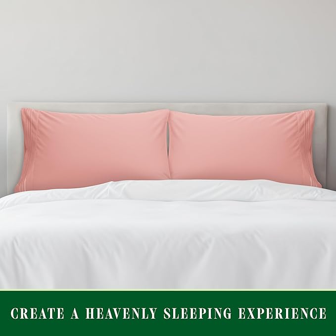 Elegant Comfort Luxury Ultra-Soft 2-Piece Pillowcase Set - 1500 Premium Hotel Quality Microfiber Double Brushed - Wrinkle Resistant, Standard/Queen, Dusty Rose