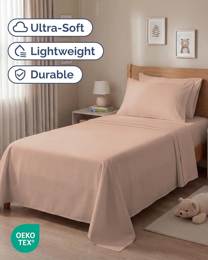 Twin 4 Piece Sheet Set - Comfy, Breathable & Cooling - Soft Hotel Luxury Bedding for Women, Men, Kids, Teens & Children - 1 Flat & 1 Fitted Sheet & 2 Pillowcases w/ Deep Pockets - Wrinkle Free - Mauve
