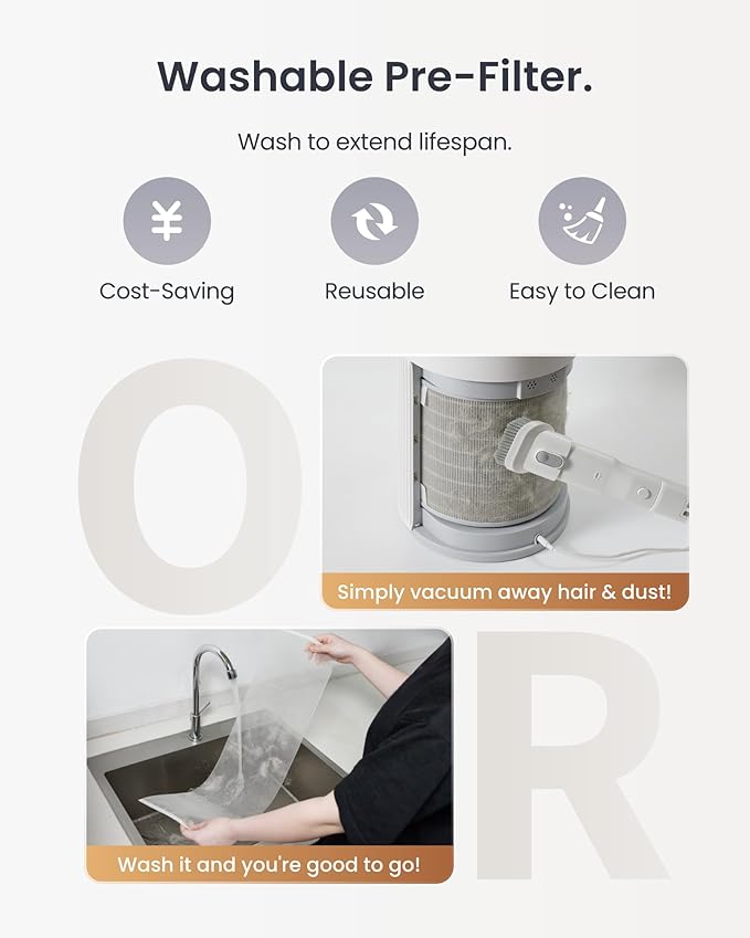 SwitchBot Air Purifier Table for Home up to 3620 ft², HEPA Air Purifier with Pet Mode, Washable Filter, Aromatherapy, Cleans Odor Pets Hair Dust, Work with Matter HomeKit Alexa, Table Model-White