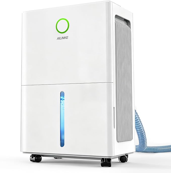 Dehumidifier for Basement with Drain Hose, 30 Pint Dehumidifiers for Home up to 2000 sq ft, Dehumidifier for Bathroom with Auto Humidity Control, Dehumidifiers for Bedroom, 24H Timer, White