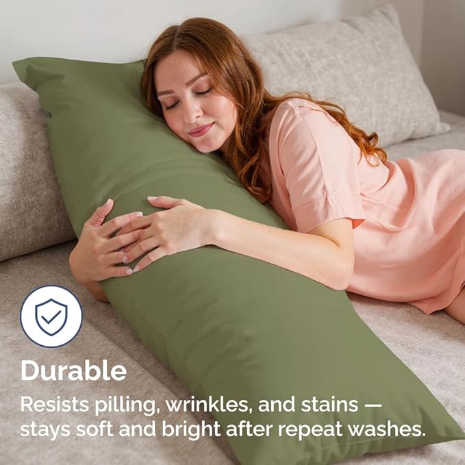 Body Pillowcases Set of 2-20x54 Long Body Pillow Case - Soft Body Pillow Cover for Sleeping & Side Sleepers - Comfy, Breathable & Wrinkle Free - Machine Washable w/Envelope Enclosure (Sage Green)