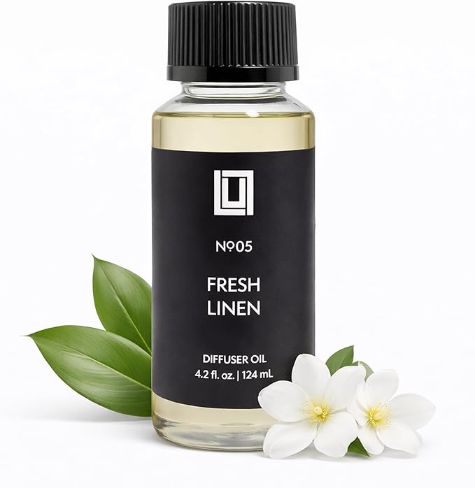Lulu Candles - Fresh Linen - Luxury Fragrance Oil for Waterless Cold Air Diffusers - Aromatherapy Fragrance Oil Blend for The Home or Office – Smells Clean & Crisp - 120mL, 4.0 fl oz