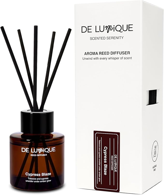 Cypress Blaze Scent Aroma Reed Diffuser – Long-Lasting Aromatherapy Diffuser with Essential Oils – Home Fragrance Diffuser for Bedroom, Bathroom & Living Room