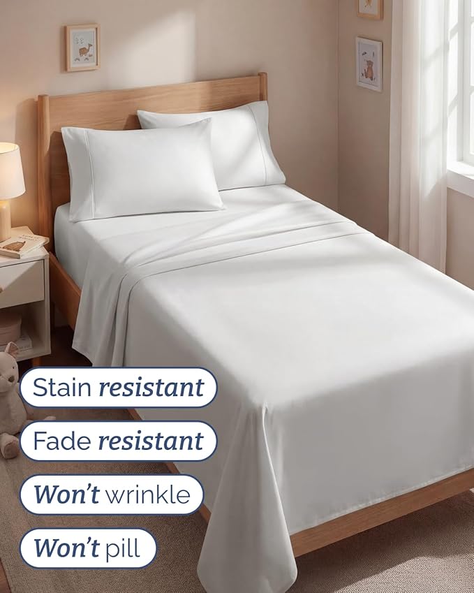 Twin 4 Piece Sheet Set - Comfy, Breathable & Cooling - Soft Hotel Luxury Bedding for Women, Men, Kids, Teens and Children - 1 Flat & 1 Fitted Sheet & 2 Pillowcases with Deep Pockets - Antique White