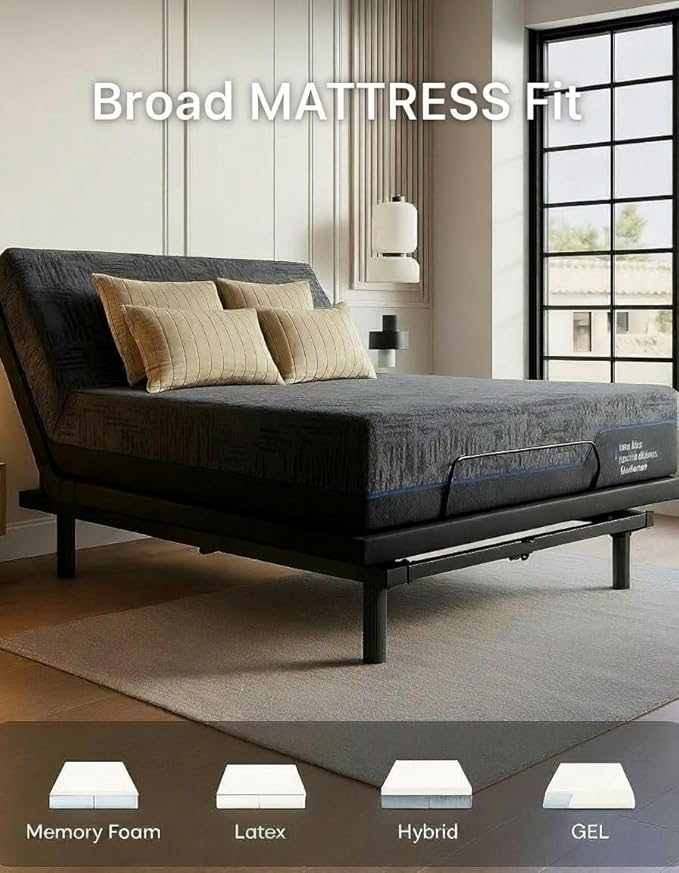 Marsail Twin XL Adjustable Bed Frame with Head & Foot Incline, 4 USB Ports, Under-Bed Night Light, 4 Height Options, Remote Control & Zero Gravity Electric Adjustable Bed Base
