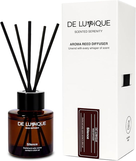 Silence Scent Reed Diffuser for Bathroom – Bathroom Diffuser with Sticks, Salty Ozonic & Orchid Scent, Long-Lasting Aroma, Premium Essential Oils, Crafted by Expert Perfumers – 50ml