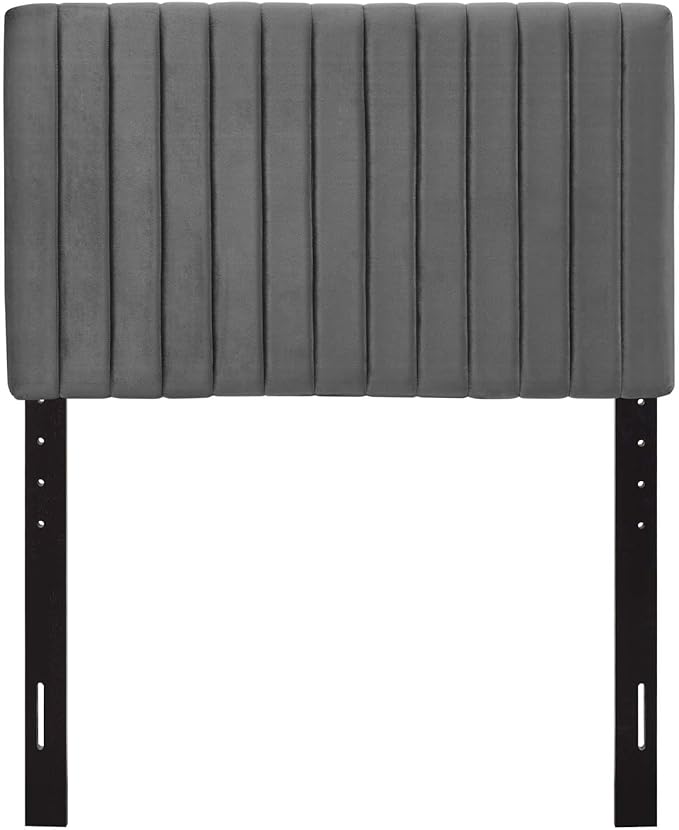 Modway Keira Channel Tufted Performance Velvet Upholstered Twin Headboard in Gray