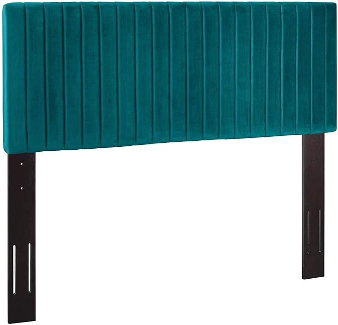 Modway Keira Channel Tufted Performance Velvet Upholstered Full / Queen Headboard in Teal