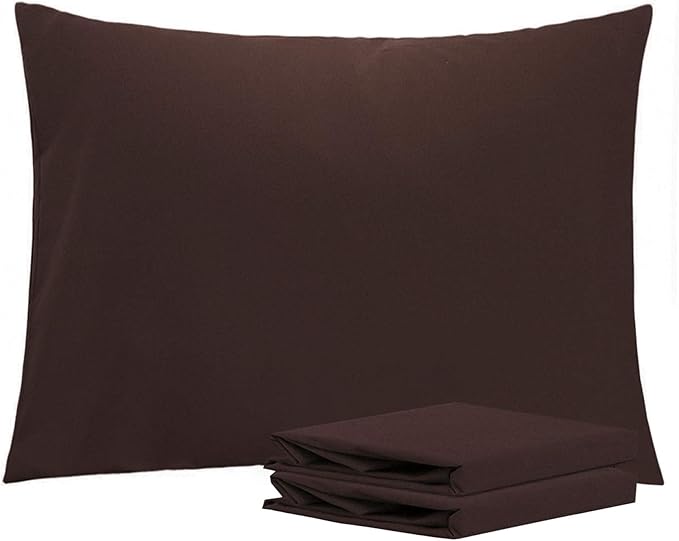 NTBAY Standard Pillowcase Set - 2 Pack Brushed Microfiber 20x26 Pillowcases - Soft, Wrinkle-Free, Fade-Resistant, Stain-Resistant, Dark Brown Pillowcases with Envelope Closure - 20x26 Inches