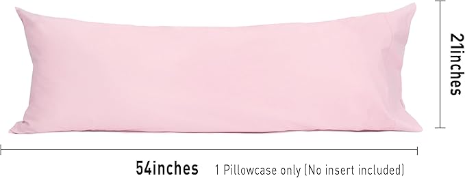 Sunflower Body Pillowcase 100% Cotton Long Pillow Cover/Case Envelope Closure 1 Pack, 20×54 inches Dark Pink, Soft and Breathable