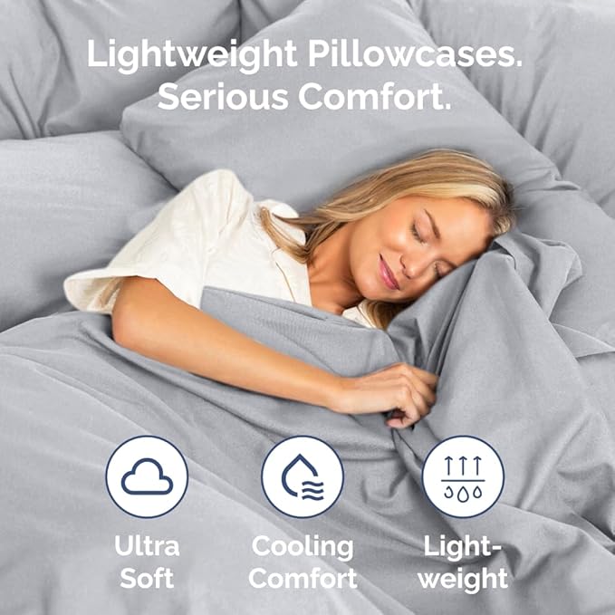 Body Pillowcases Set of 2-20x54 Long Body Pillow Case - Soft Body Pillow Cover for Sleeping & Side Sleepers - Comfy, Breathable & Wrinkle Free - Machine Washable w/Envelope Enclosure (Steel Blue)