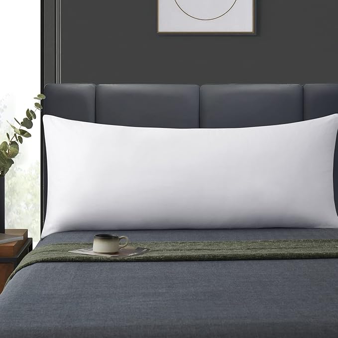 100% Cotton Zippered Body Pillow Cover, Super Soft & Breathable Body Pillow Pillowcase with Zipper, White Body Pillow Case Cover 20x54 Inches, 1 Pack