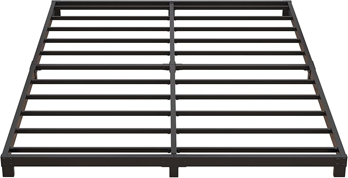 Nailsong 3 Inch Bed Frame King Size Low Profile, King Bed Frame No Box Spring Needed, Heavy Duty Metal, Easy Assembly, Black