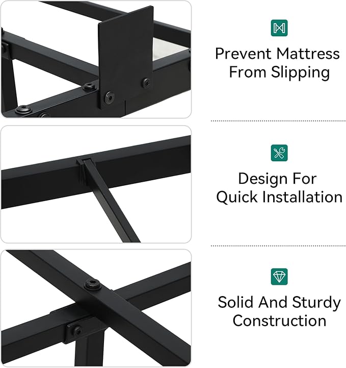 YITAHOME Floating Bed Frame King Size,Floating Bed with LED Lights & Charging Station, Metal Platform Bed Frame with Heavy Duty Steel Slats, No Box Spring Needed, Black
