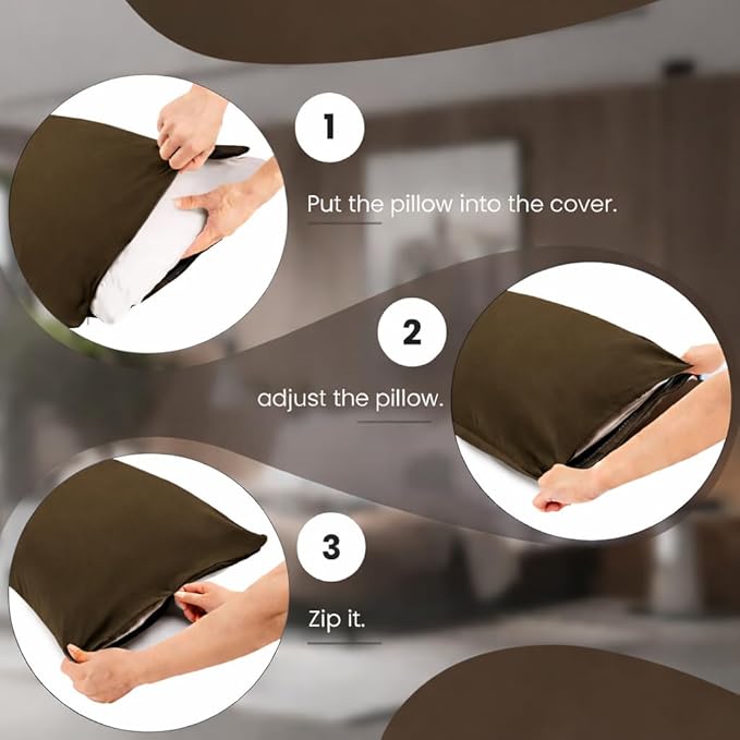 EVOLIVE Ultra Soft Body Pillow Cover 21"x54", Cozy Microfiber Pillowcase with Hidden Zipper, Breathable, Perfect for Pregnancy & Side Sleepers, Cover Only (21"x54" Body Pillow Cover, Coffee)