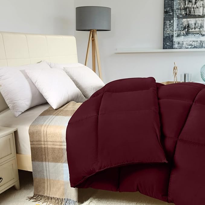 Utopia Bedding Twin Comforter Duvet Insert, Quilted Burgundy Comforter with Corner Tabs, Box Stitched Down Alternative Comforters Twin Size 64 x 88 inches