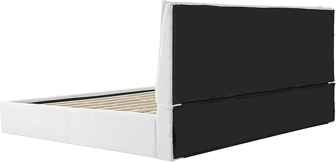Christopher Knight Home Jamaiya Boucle Upholstered King Size Bed Frame with Wingback Headboard, Modern King Bed Frame and Headboard, Wooden Slats Support, Easy Assembly, No Box Spring Needed, White
