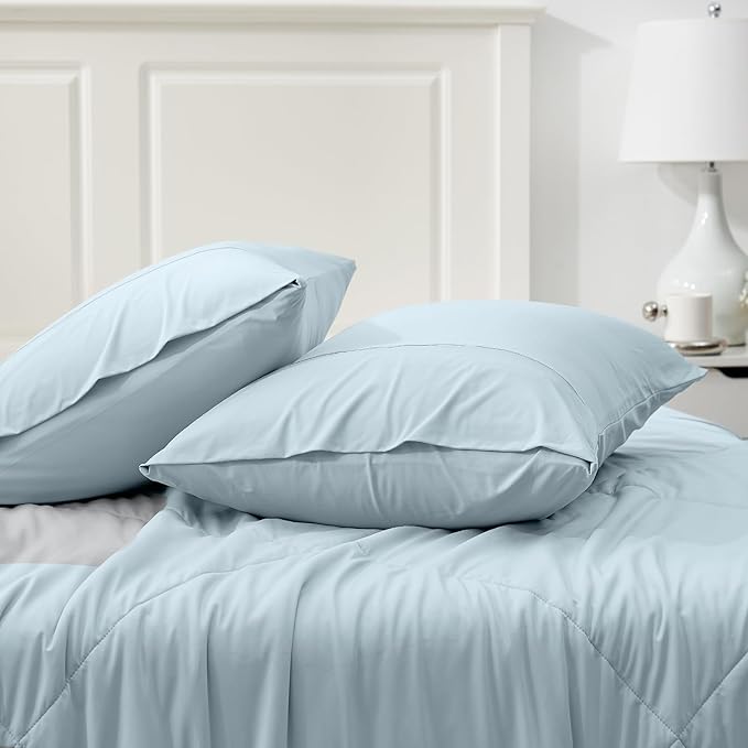 Cozy Bliss Cooling Pillow Cases for Hot Sleepers, Q-Max>0.45, Standard Size Set of 2, Soft & Silky Pillow Covers with Envelope Closure,Gift, Blue, 20x26 Inches