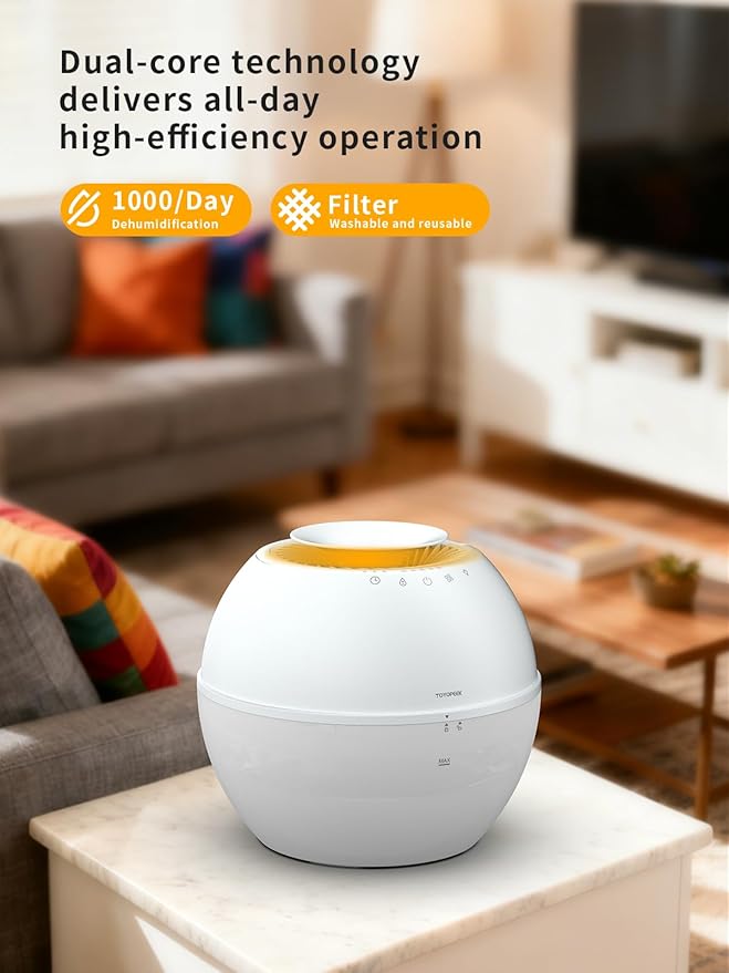 2 in 1 Dehumidifier & Humidifier Combo, 101oz Smart for Bedroom Bathroom Basement, Portable Air Purifier with Auto Steam, Small Dehumidifiers with Drain Hose