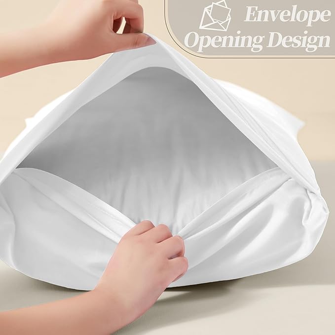 Vonty 2 Pack King Pillow Cases - 20x40 Inch, 1800 Thread Count Microfiber Pillowcases King Size White Pillow Cases Luxury & Soft Embroidered Bed Pillow Covers with Envelope Closure